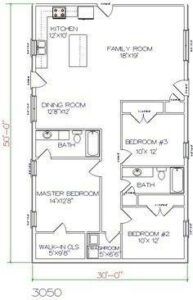 30x50 Barndominium Example 1-Plan 041