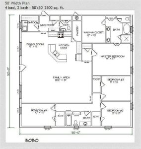 4 Bedroom Barndominium Floor Plans Example 2-Plan 073