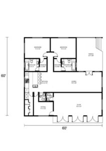 60x60 Barndominium Example 4-Plan 025