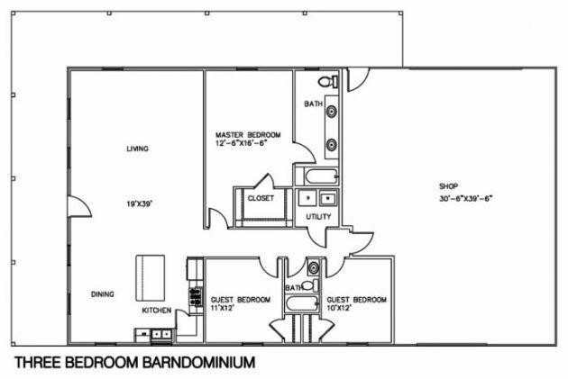 3 Bedroom Barndominium Floor Plans Example 5-Plan 071