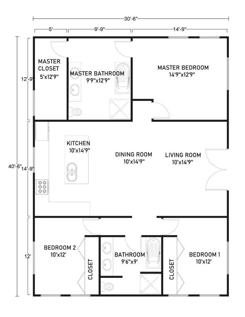 30x40 Barndominium floor plan