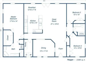 30x50 Barndominium Example 4-Plan 044