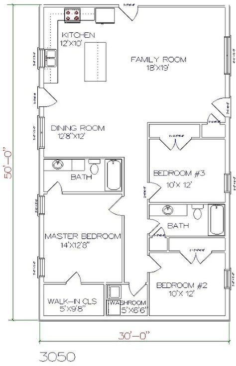 30x50 Barndominium Floor Plans- 105
