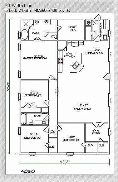 40x60 Barndominium Example 2-Plan 052