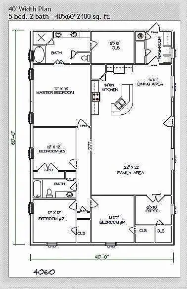 40x60 Barndominium floor plan