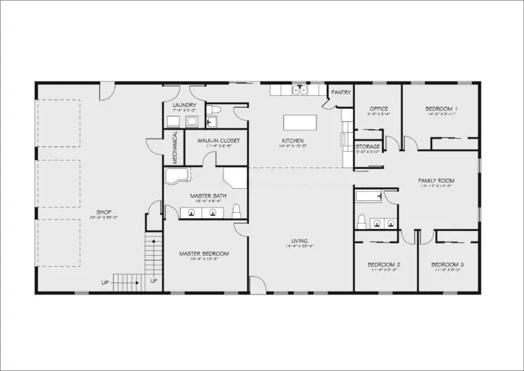 40x60 Barndominium Floor Plans- 100