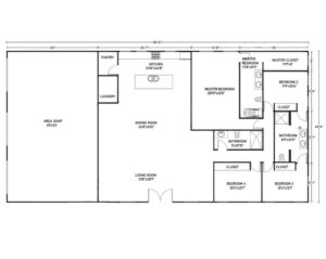 40x80 Barndominium Floor Plans With Shop Example 5-Plan 005