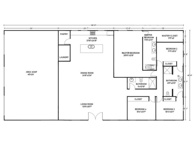 40x80 Barndominium Floor Plans With Pictures: [Shop Included]