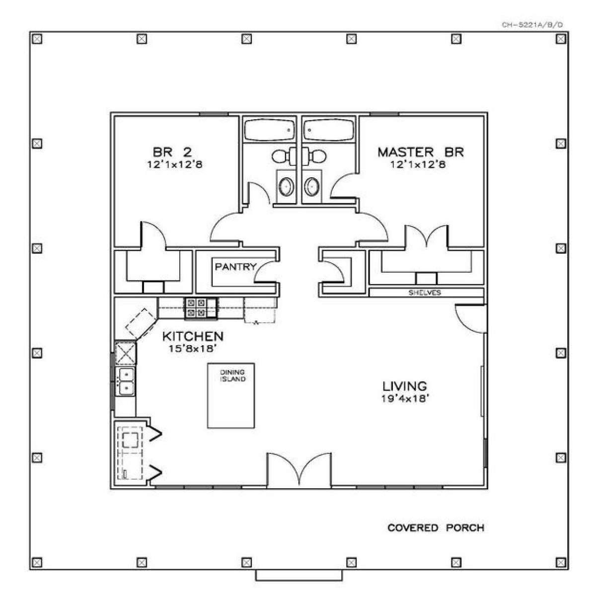 50x50 Barndominium Floor Plan Example 2-Plan 019