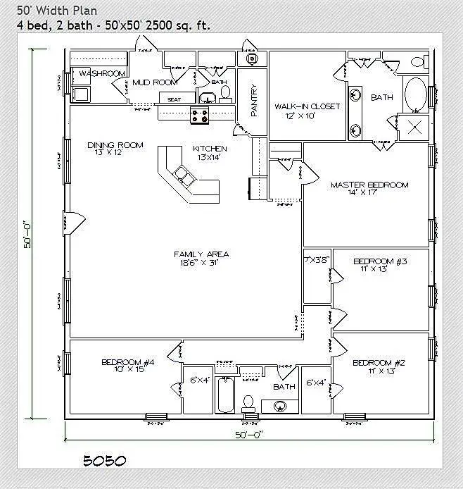 50x50 Barndominium Floor Plans- 97