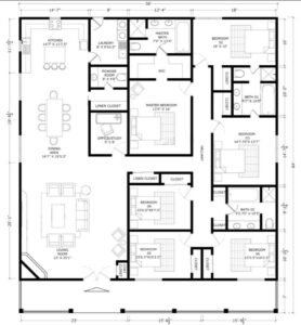 6 Bedroom Barndominium Floor Plans Example 10-Plan 090
