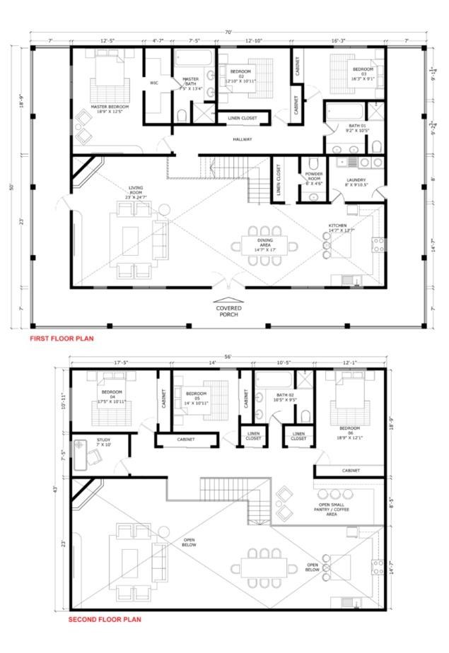 6 Bedroom Barndominium Floor Plans Example 3-Plan 083