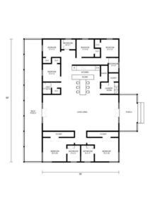 6 Bedroom Barndominium Floor Plans Example 7-Plan 087