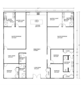 Barndominium Floor Plans With 2 Master Suites Example 3-Plan 057
