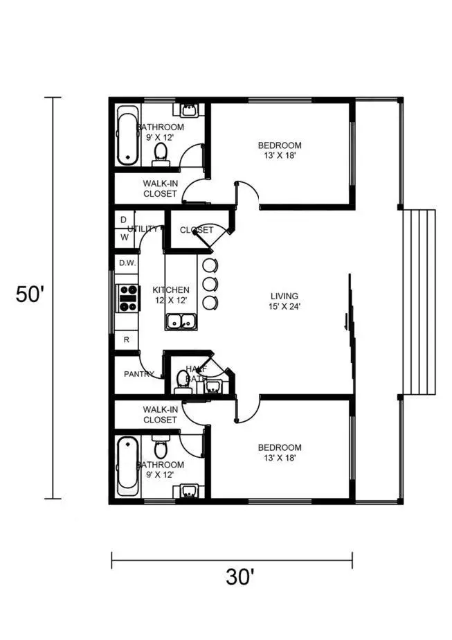 Barndominium Floor Plans With 2 Master Suites Example 7-Plan 061