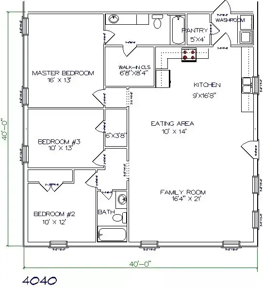 Barndominium Floor Plans with 3 Bedrooms- 108