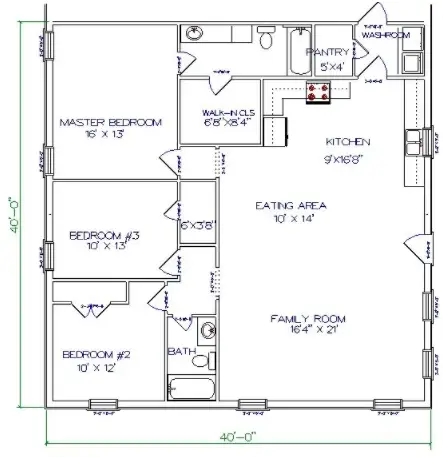 Small Barndominium Floor Plan 204