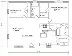 Small Barndominium Floor Plan 206