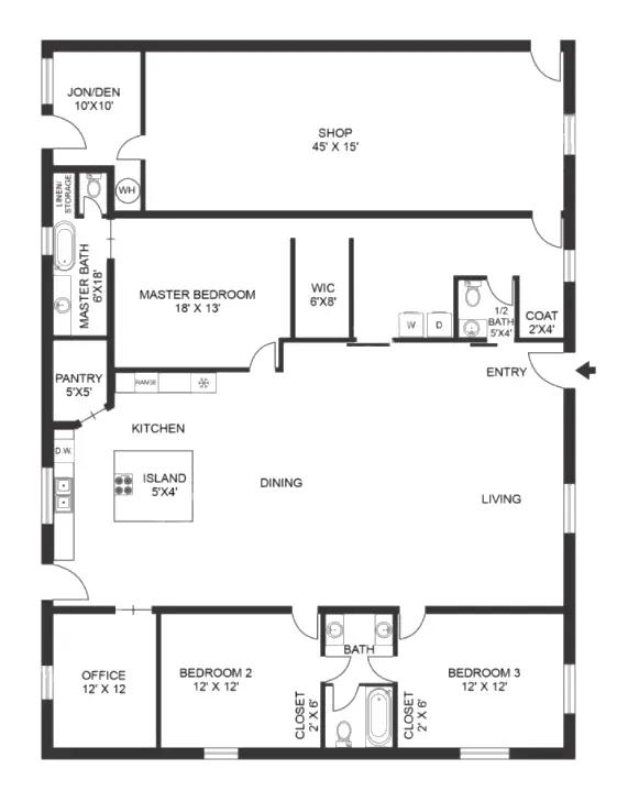 open concept barndominium floor plans 198 Example 2
