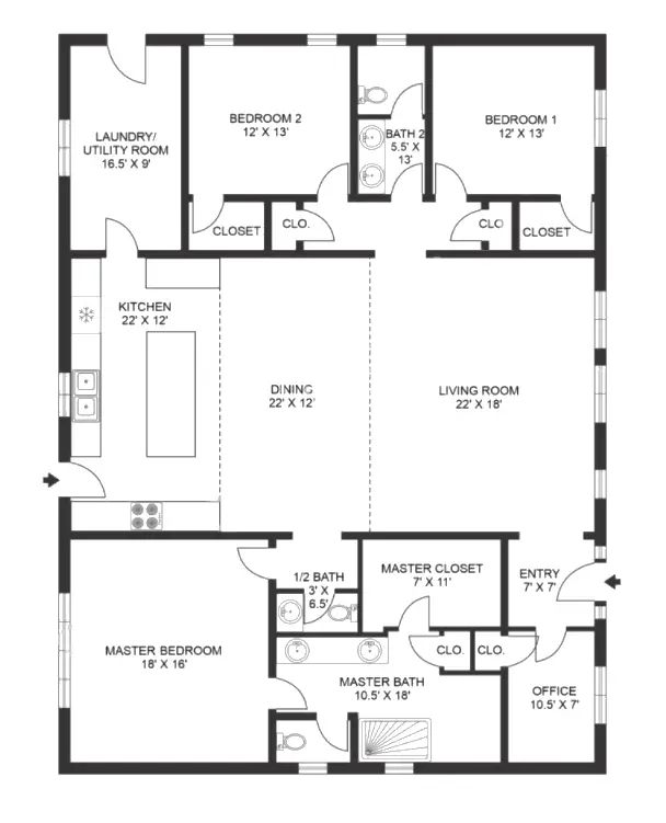 open concept barndominium floor plans 202 Example 6