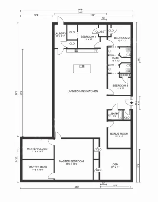 4 bedroom barndominium plans Example-4 Plan-125