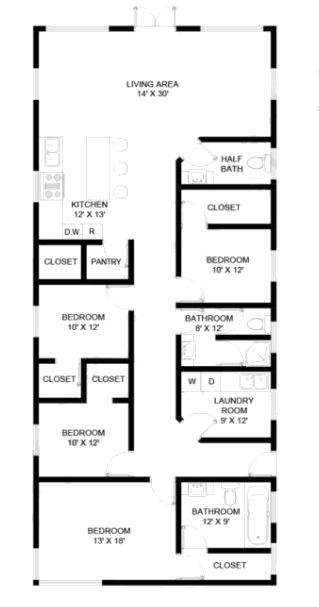 4 bedroom barndominium plans Example-6 Plan-127