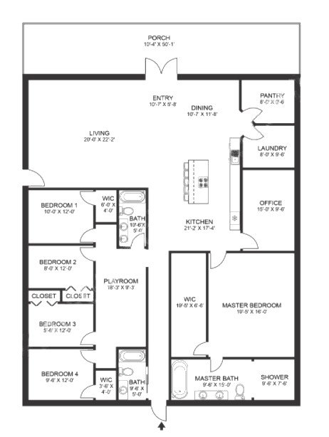 4 bedroom barndominium plans Example-7 Plan-128
