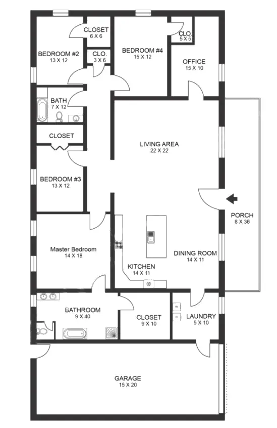 4 bedroom barndominium plans With Shop Example-1 Plan-122