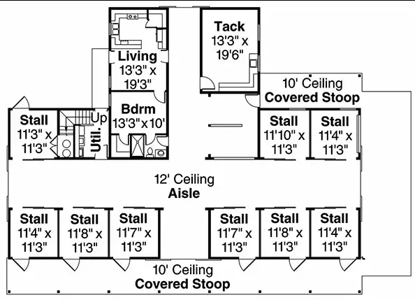 Barndominium with horse stall plans 248