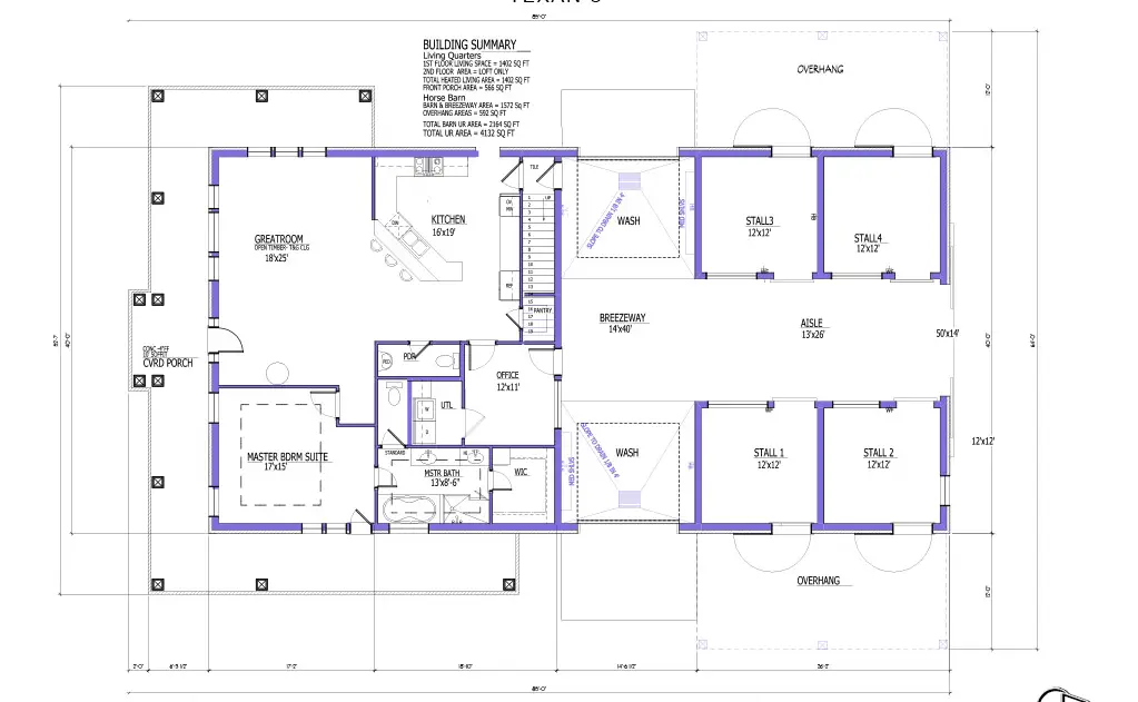 Barndominium with horse stall plans 250