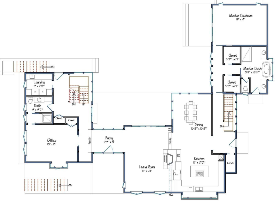 L-Shaped barndominium plan 234