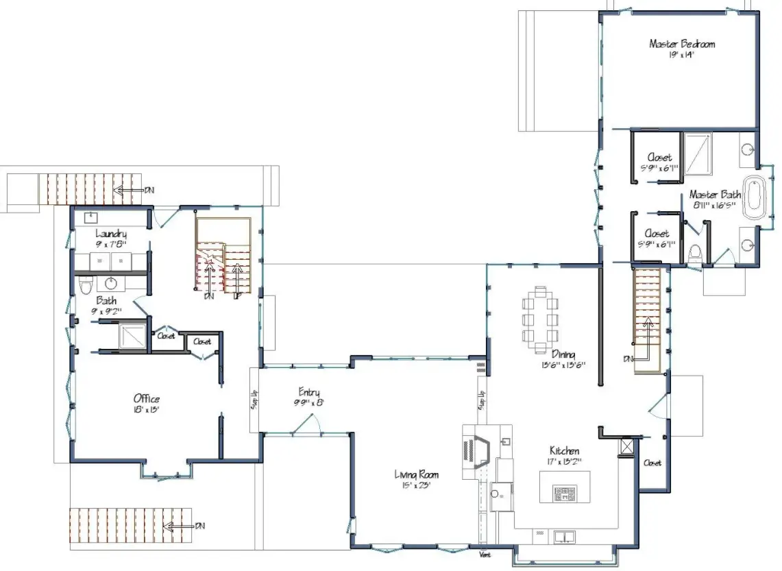 L-Shaped barndominium plan 234