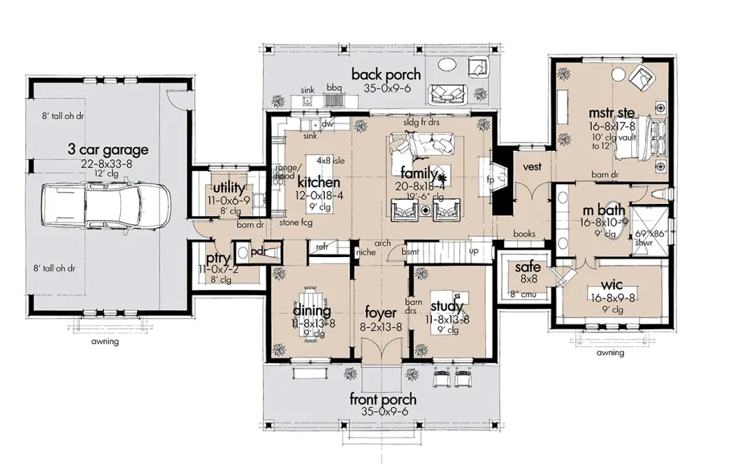 Two-Story Barndominium Floor Plans Example 1 Plan 116 (1st floor)