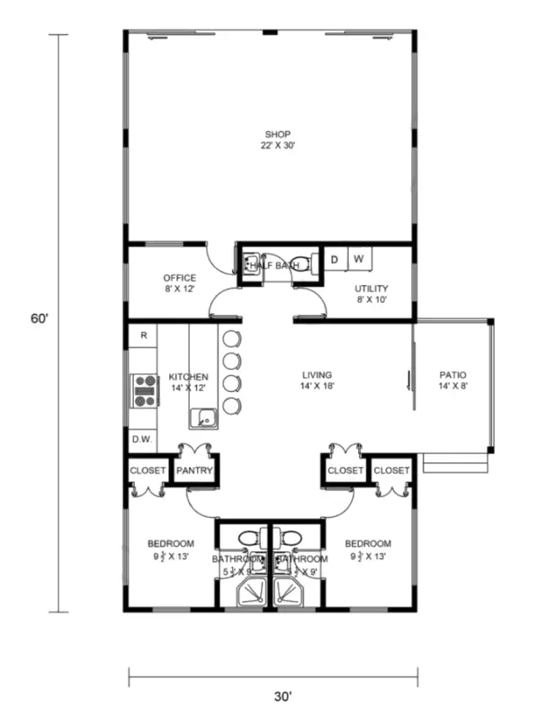 30x60 Barndominium Floor Plans With Shop: Updated Designs