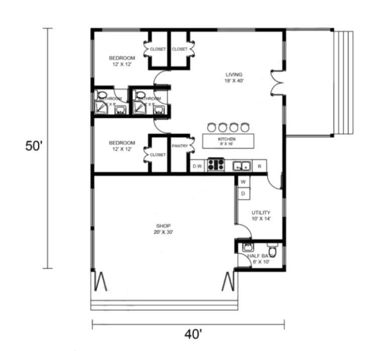 Latest 40x50 Barndominium Floor Plans Cost