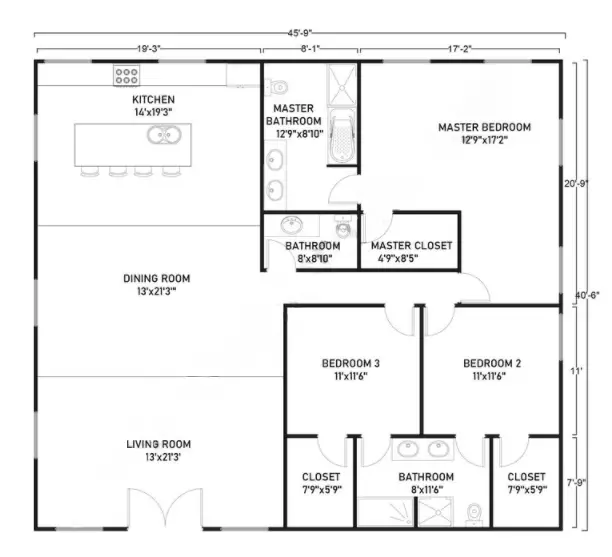 one story barndominium floor plans 158 Example 3