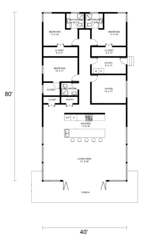 one story barndominium floor plans 160 Example 5